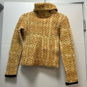 Golden Textured Turtleneck Sweater